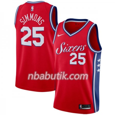 NBA Mænd Trøje Philadelphia 76ers Ben Simmons 25 Nike 2017-18 Rød Swingman